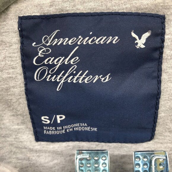 American Eagle Fleece Moto Jacket Womens S Gray Plaid Cotton Zip Up - Picture 7 of 12